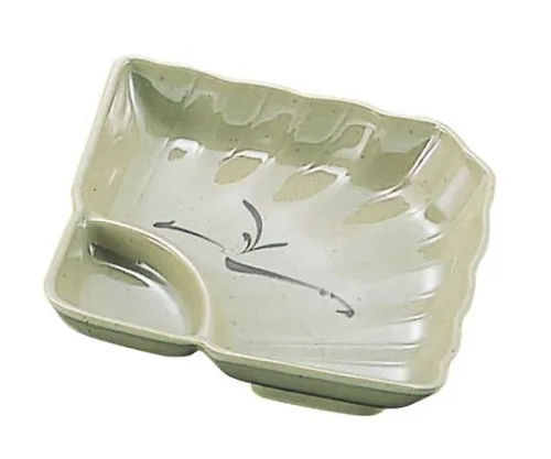 61-6834-25　［Discontinued］Melamine Japanese Crockery Oribe Sashimi Dish Fan Type OB-31　2436800