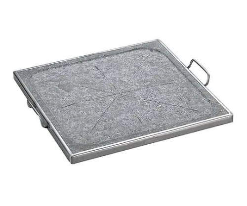 61-6831-09　［Discontinued］Long Water Enka Stone Grilled Plate with Square Handle (350 x 350)　3667500
