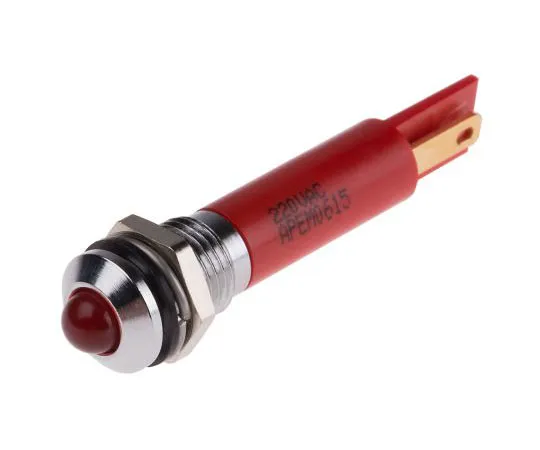 63-8040-48　RS PRO Red Indicator, 220 V ac, 8mm Mounting Hole Size, Solder Lug Termination, IP67　846-2822