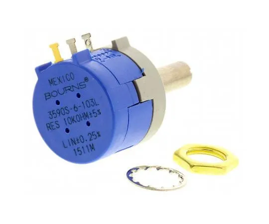 63-7984-73　Bourns 1 Gang Rotary Wirewound Potentiometer with a 6 mm Dia. Shaft, 10kΩ, ±5%, 2W, Linear 3590S-6-103L　3590S-6-103L