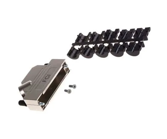 63-7784-28　Amphenol FCI 8655MHR Series Die Cast Zinc Angled D-sub Connector Backshell, 50 Way, Strain Relief　8655MHRA5002KLF