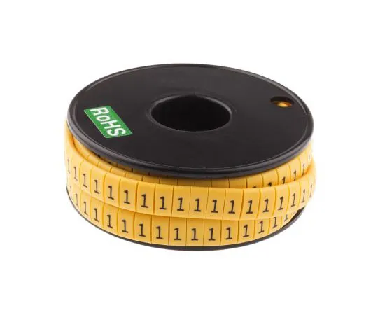 63-8015-99　RS Pro Slide On Cable Marker, Pre-printed 1 Black on Yellow 3.5 → 7mm Dia. Range　812-1079