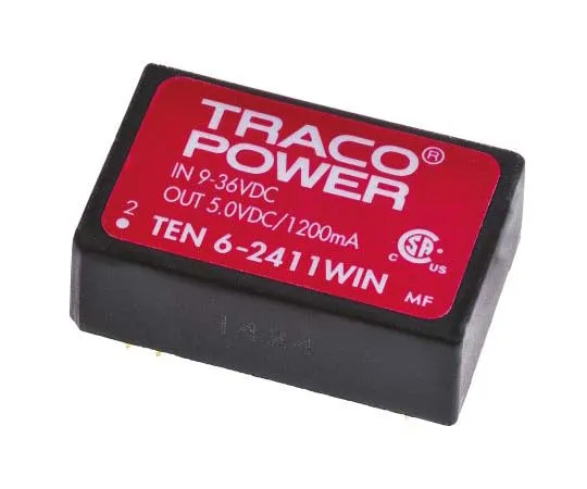 63-7805-73　TRACOPOWER TEN 6WIN 6W Isolated DC-DC Converter Through Hole, Voltage in 9 → 36 V dc, Voltage out 5V dc　TEN 6-2411WIN