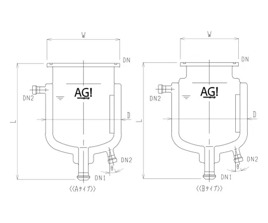 62-2100-46　［Discontinued］Double Tube Separable Reaction Vessel 15 A End Type with Drain　3033-10200A-M