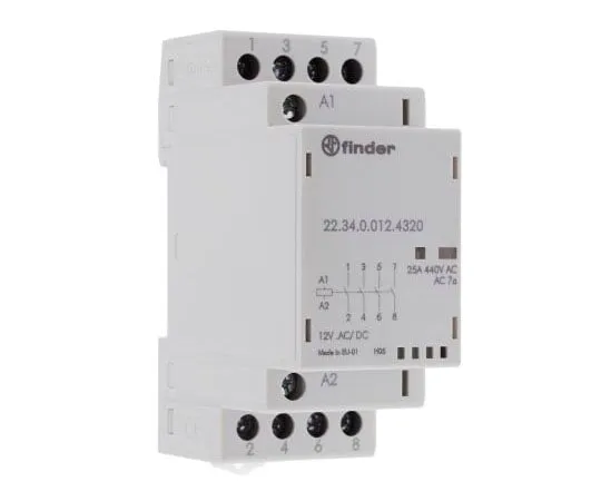 63-7983-62　Finder22 Series 4NO Non-Latching Relay DIN Rail, 12V ac/dc Coil, 25A　22.34.0.012.4320