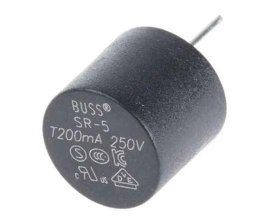 63-7955-69　Cooper Bussmann 200mA Radial T Non-Resettable Wire Ended F***, 250V ac　SR-5-200MA-BK