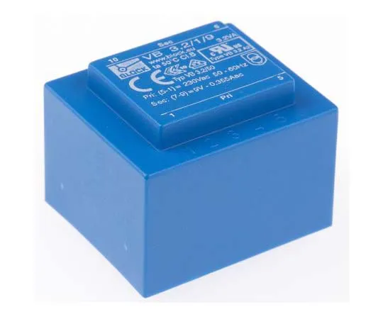 63-7770-54　9V ac 1 Output Through Hole PCB Transformer, 3.2VA　VB 3,2/1/9