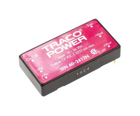 63-7773-70　TRACOPOWER TEN 40N 40W Isolated DC-DC Converter Through Hole, Voltage in 18 → 36 V dc, Voltage out 12V dc　TEN 40-2412N
