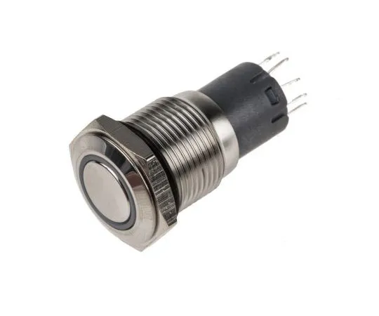 63-8015-08　RS Single Pole Double Throw (SPDT) Latching White LED Push Button Switch, IP65, IP67, 16 (Dia.)mm, Panel Mount, 250V ac　811-8415