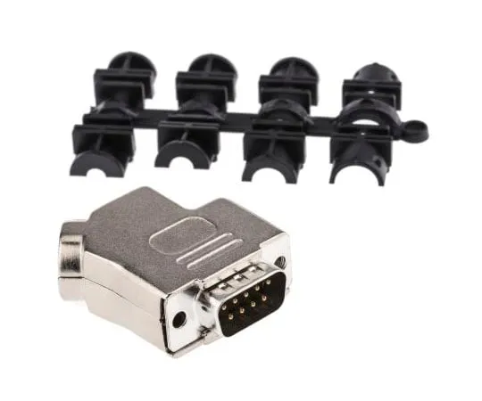 63-7951-88　9 Way D-Sub Plug Connector Kit With Contact Insert, D-sub Plug Connector, Hood, UNC 4-40 Thumb Screws　D45ZK9-DB9P-K