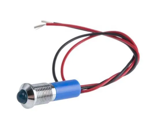 63-7761-34　RS PRO Blue Indicator, 24 V dc, 8mm Mounting Hole Size, Lead Wires Termination, IP67　723-9476