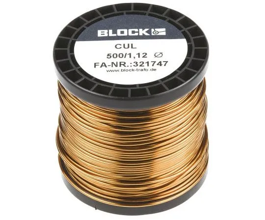 63-7968-44　Block Single Core 1.12mm diameter Copper Wire, 44m Long　CUL 500/1,12