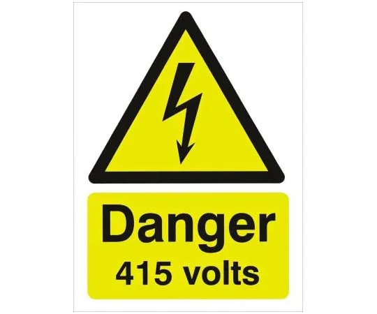 63-7815-47　RS PRO Electricity Danger Sign (English), Black/Yellow PP Rigid Plastic　763-1547