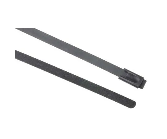 63-7790-26　RS Black Polyester Coated Stainless Steel Roller Ball Cable Tie, 680mm x 4.6 mm　743-6190
