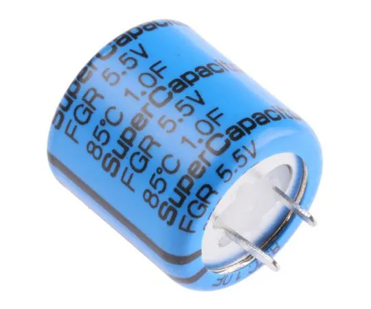63-7984-38　KEMET 1F Supercapacitor EDLC -20 → +80% Tolerance Supercap FG Series 5.5V dc Through Hole　FGR0H105ZF