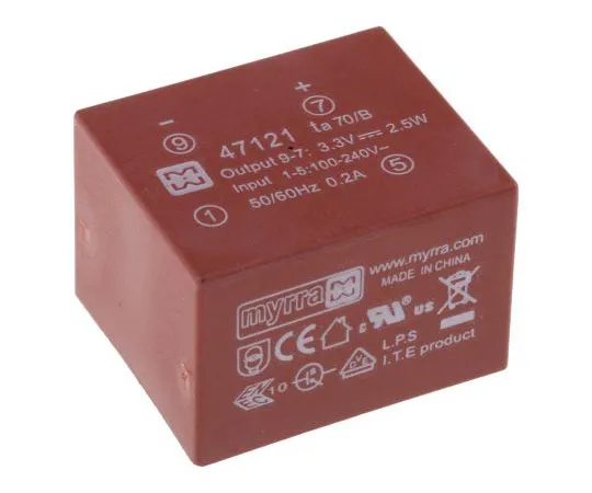 63-7990-11　1 Output 2.5W SMPS Transformer, 85 → 265 V ac, 85 → 370 V dc, 3.3V dc　47121
