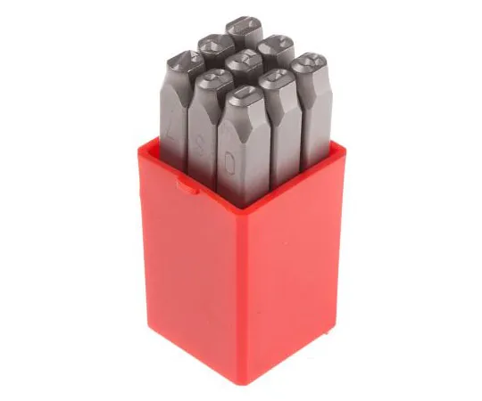 63-8052-29　RS PRO 5mm x 9 Piece Engraving Number Punch Set, (0 → 8)　875-4736
