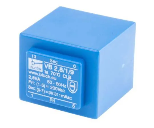 63-7770-48　9V ac 1 Output Through Hole PCB Transformer, 2.8VA　VB 2,8/1/9