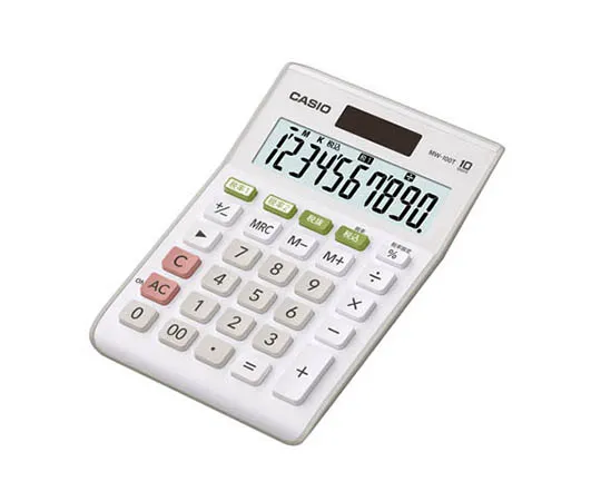 62-1061-73　［Discontinued］CASIO Double Tax Rate Calculator Mini Just Type 10 Digits White　MW-100TWE-N