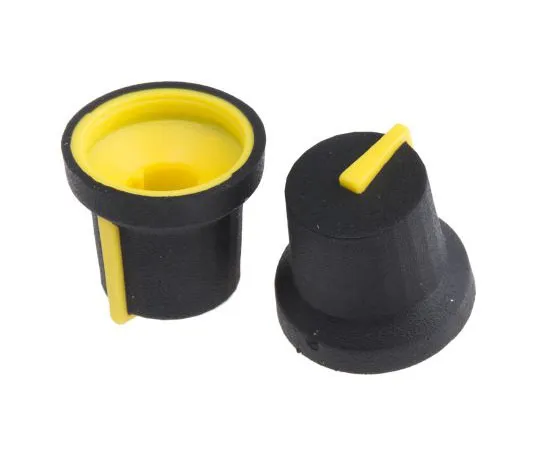 63-7967-45　RS Pro Potentiometer Knob, Push-On Type, 16.8mm Knob Diameter, Black, Splined Shaft Type, 6mm Shaft　777-7353