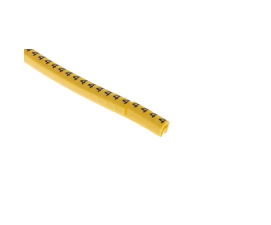 63-8015-54　RS Slide On Cable Marker, Pre-printed 4 Black on Yellow 3 → 4.2mm Dia. Range　812-0818