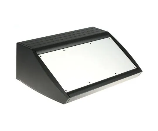 63-7956-07　METCASE Unidesk, Sloped Front, Aluminium, 300 x 200 x 102mm Desktop Enclosure, Black　M5330109RS