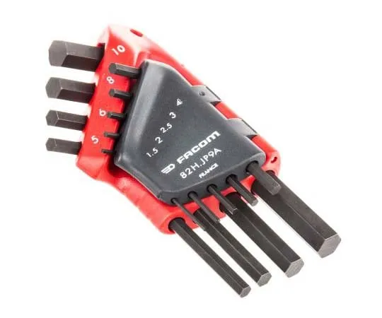 63-7806-12　Facom 9 pieces 1.5 mm, 2 mm, 2.5 mm, 3 mm, 4 mm, 5 mm, 6 mm, 8 mm, 10 mm Hex Key Set　82H.JP9A