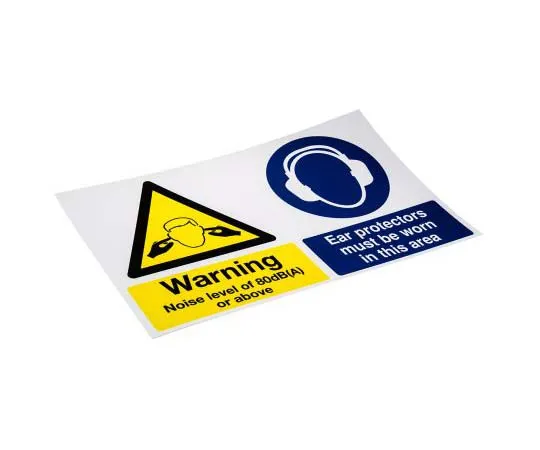 63-7815-71　RS PRO 1 x Ear Protection Sign (English), Black/Blue/White/Yellow PP　763-1721