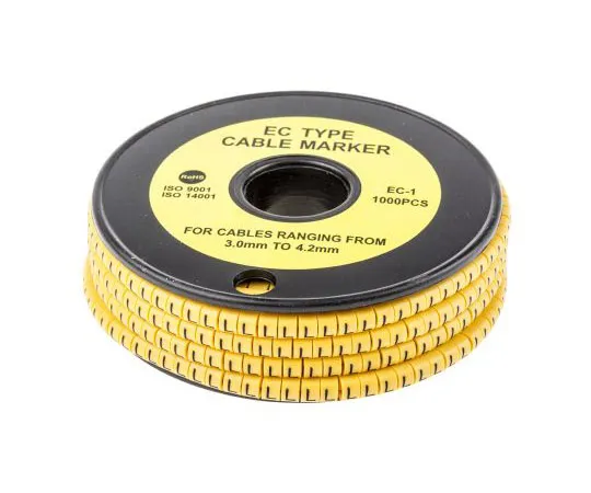 63-8015-63　RS PRO Slide On Cable Marker, Pre-printed L Black on Yellow 3 → 4.2mm Dia. Range　812-0871