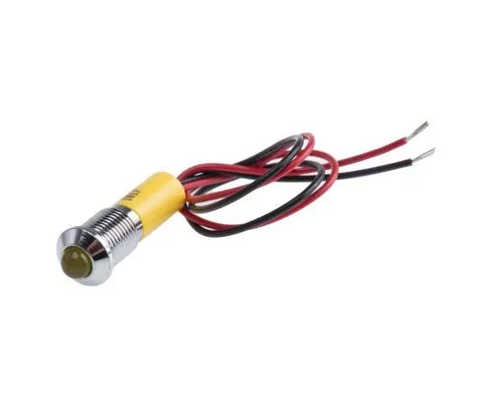 63-7761-29　RS PRO Yellow Indicator, 12 V dc, 8mm Mounting Hole Size, Lead Wires Termination, IP67　723-9450