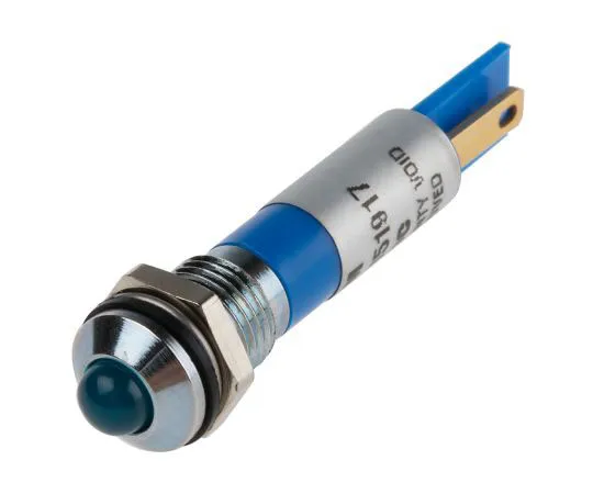 63-8037-02　RS PRO Blue Indicator, 12 V dc, 8mm Mounting Hole Size, Faston, Solder Lug Termination, IP67　838-5532