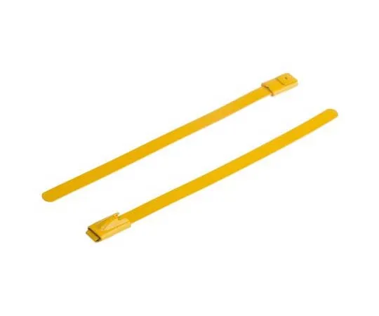 63-7790-34　RS PRO Yellow Polyester Coated Stainless Steel Roller Ball Cable Tie, 100mm x 4.6 mm　743-6239