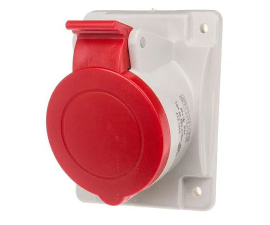 63-7994-67　RS PRO IP44 Red Panel Mount 3P+E Heavy Duty Power Connector Socket, Rated At 16A, 415 V　795-9858