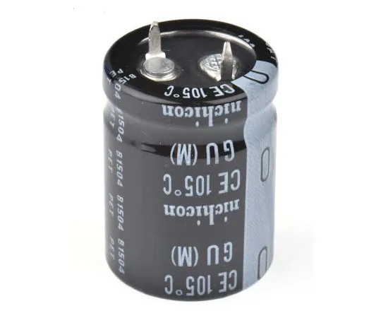 63-8040-27　Nichicon 100μF 400V dc Aluminium Electrolytic Capacitor, Through Hole 22 (Dia.) x 30mm +105°C 22mm 10mm　LGU2G101MELZ
