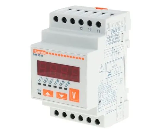 63-7998-84　Lovato Digital Voltmeter AC, LED Display 4-Digits ±0.25 %　DMK70R1