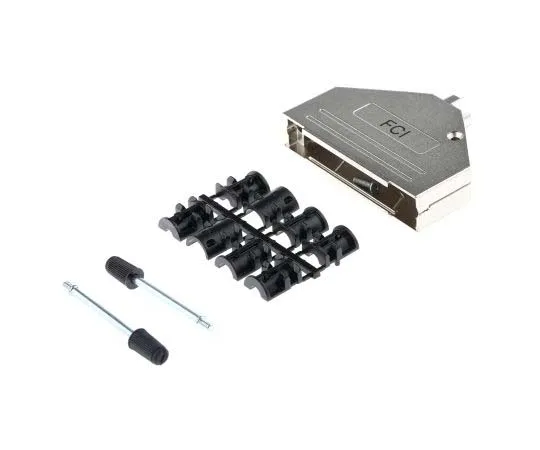 63-7784-10　Amphenol FCI 8655MH Series Die Cast Zinc D-sub Connector Backshell, 37 Way, Strain Relief　8655MH3701BKLF