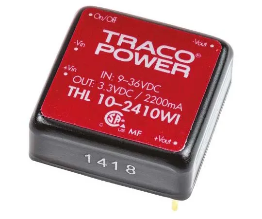 63-7773-31　TRACOPOWER THL 10WI 10W Isolated DC-DC Converter Through Hole, Voltage in 9 → 36 V dc, Voltage out 3.3V dc　THL 10-2410WI