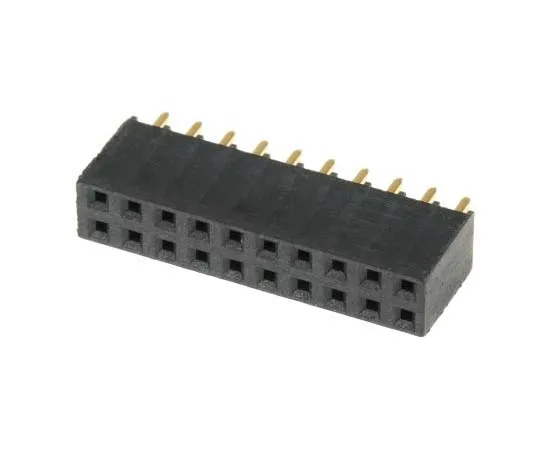 63-7820-29　Samtec SSQ Series 2.54mm Pitch 20 Way 2 Row Straight PCB Socket, Through Hole, Solder Termination　SSQ-110-01-G-D