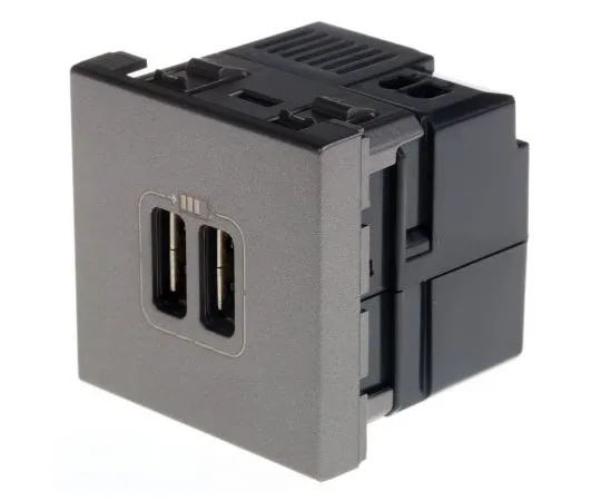 63-8020-92　Legrand Magnesium 1 Gang USB Socket, 2.4A, USB　5 725 78
