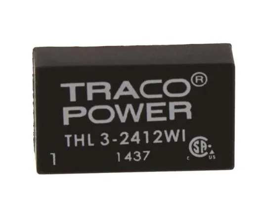 63-7773-03　TRACOPOWER THL 3WI 3W Isolated DC-DC Converter Through Hole, Voltage in 9 → 36 V dc, Voltage out 12V dc　THL 3-2412WI