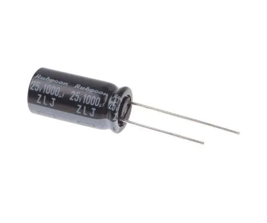 63-7764-36　Rubycon 1000μF 25V dc Aluminium Electrolytic Capacitor, Through Hole 10 (Dia.) x 20mm +105°C 10mm 5mm　25ZLJ1000M10X20