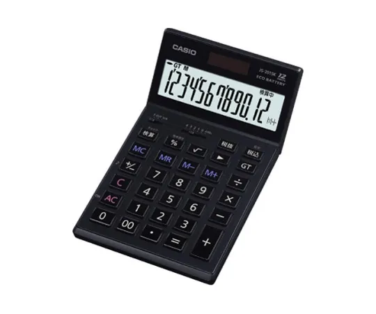 62-1061-88　［Discontinued］CASIO SLIM&FLAT Recalculation Calculator Slim Type Black　JS-201SKBK-N