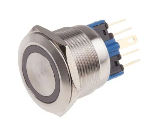 63-8015-26　RS PRO Single Pole Double Throw (SPDT) Momentary Red LED Push Button Switch, IP65, IP67, 22 (Dia.)mm, Panel Mount, 250V　811-8544