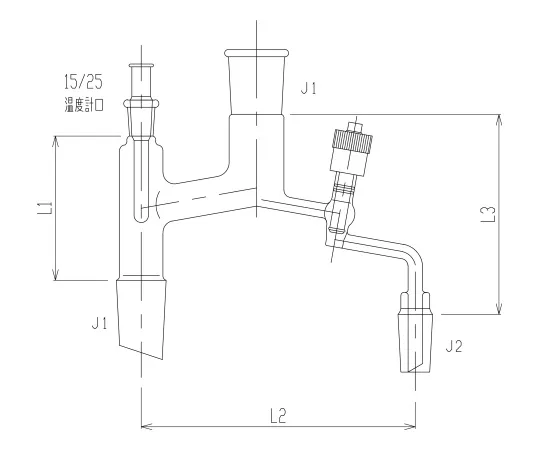 62-2121-40　［Discontinued］Simple Distiller with Greaseless Valve High-Vacuum Greaseless Valve Core Rod Material: PTFE　3530V-4L3L-V