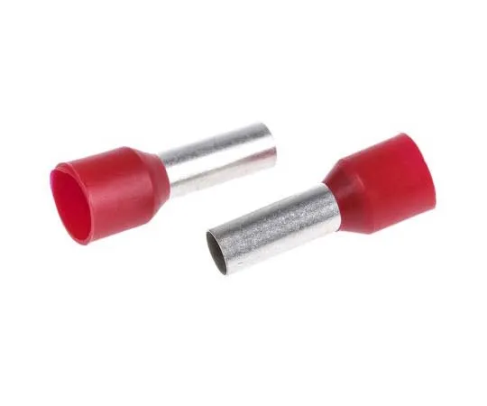 63-7753-15　TE Connectivity Insulated Crimp Bootlace Ferrule, 12mm Pin Length, 4.5mm Pin Diameter, 10mm² Wire Size, Red　2-966067-4