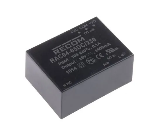 63-8023-11　Recom 4W Dual Output Embedded Switch Mode Power Supply SMPS, 400mA, ±5V dc Encapsulated　RAC04-05DC/230