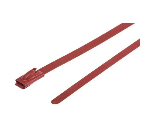 63-7790-33　RS Red Polyester Coated Stainless Steel Roller Ball Cable Tie, 360mm x 4.6 mm　743-6232