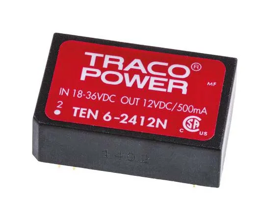 63-7805-71　TRACOPOWER TEN 6N 6W Isolated DC-DC Converter Through Hole, Voltage in 18 → 36 V dc, Voltage out 12V dc　TEN 6-2412N