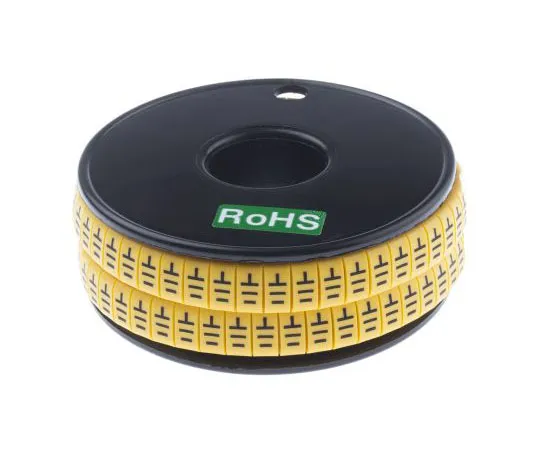 63-8016-17　RS PRO Slide On Cable Marker, Pre-printed Earth Black on Yellow 3.5 → 7mm Dia. Range　812-1206