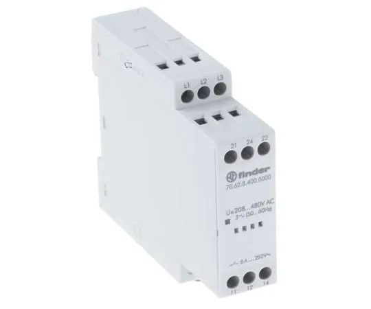 63-8000-07　Finder 8 A DPDT Solid State Relay, AC, DIN Rail, 400 V ac Maximum Load　70.62.8.400.0000